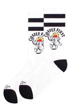 American Socks - Coffee First Mid High White - Socks