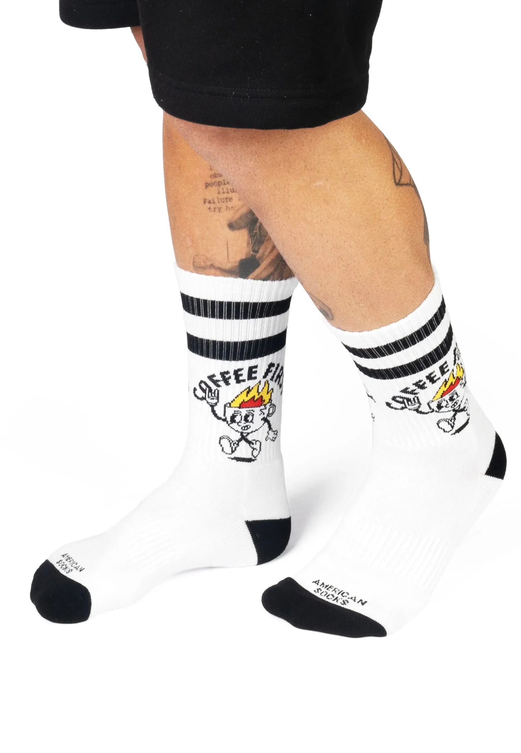 American Socks - Coffee First Mid High White - Socks
