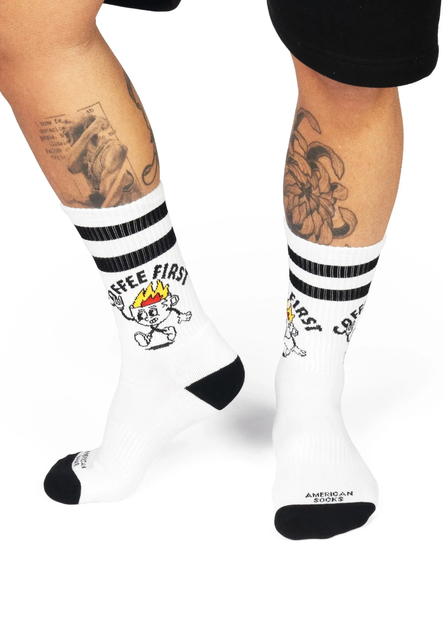 American Socks - Coffee First Mid High White - Socks