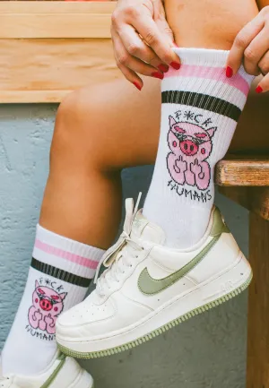 American Socks - F*ck Humans Mid High White - Socks