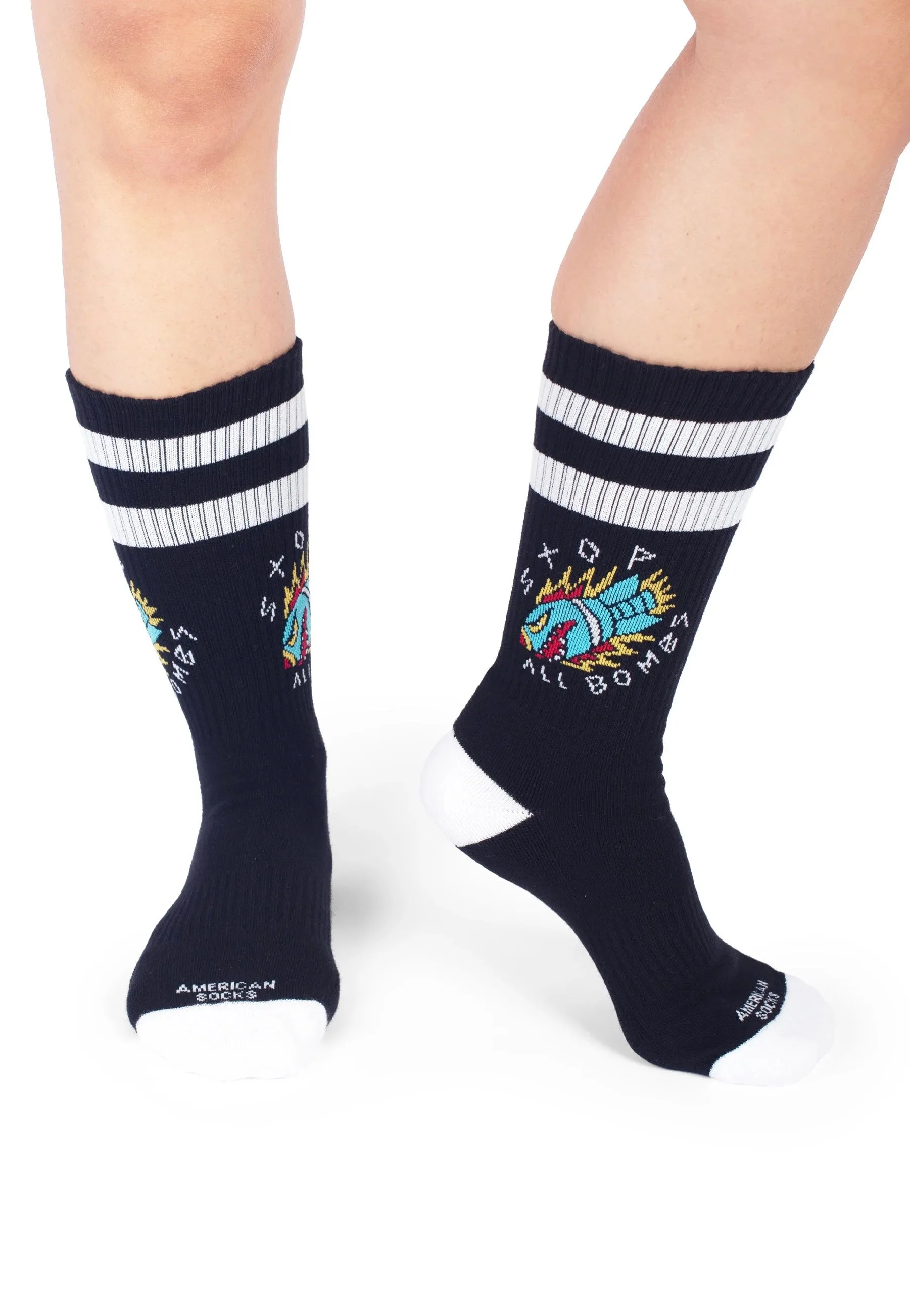 American Socks - Stop All Bombs Mid HighBlack - Socks