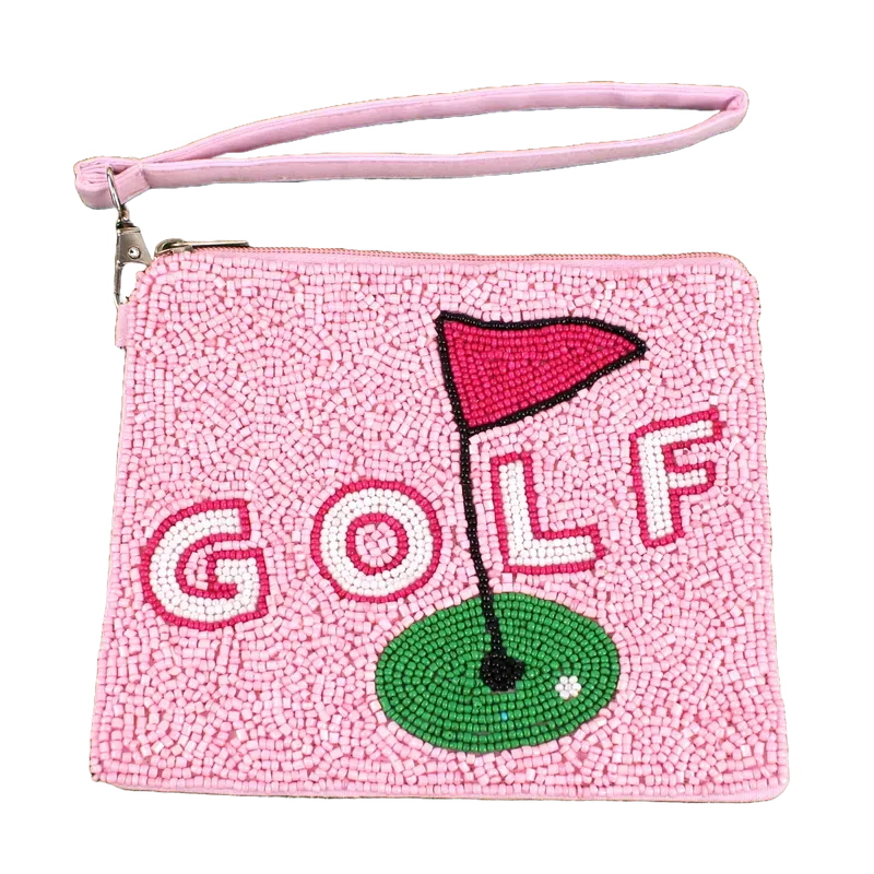 Best of Golf Beadie Wristlet - Pink Flag