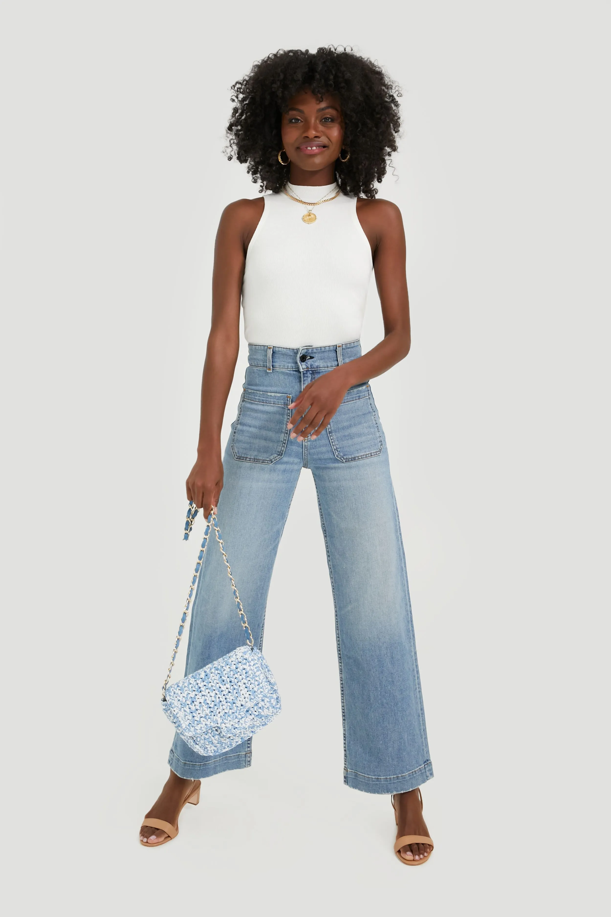 Blue Woven Shoulder Bag