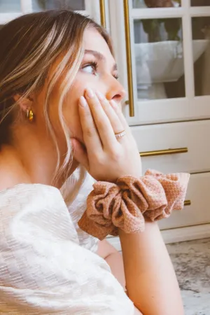 Blush Waffle Knit Jumbo Scrunchie Andi