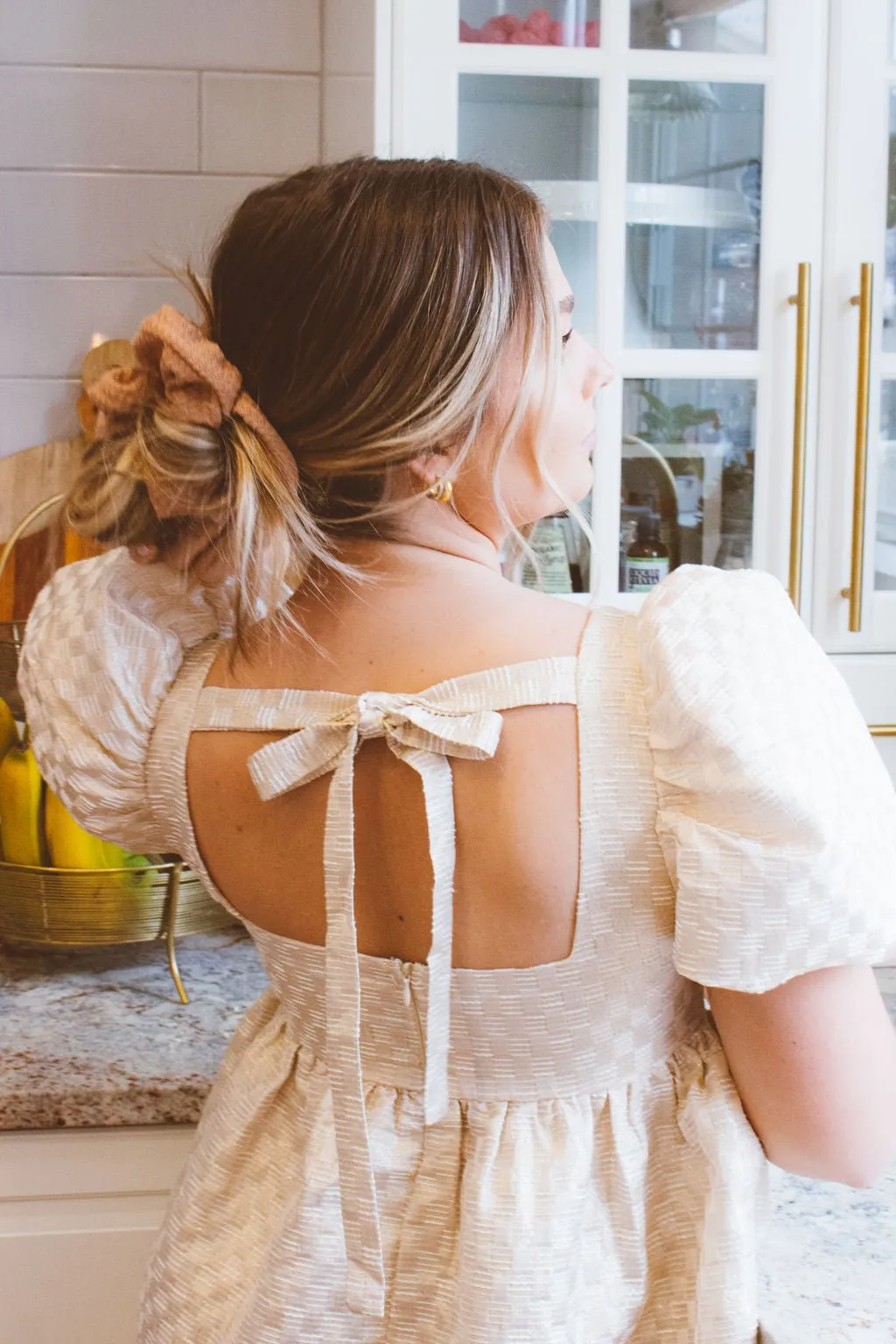Blush Waffle Knit Jumbo Scrunchie Andi