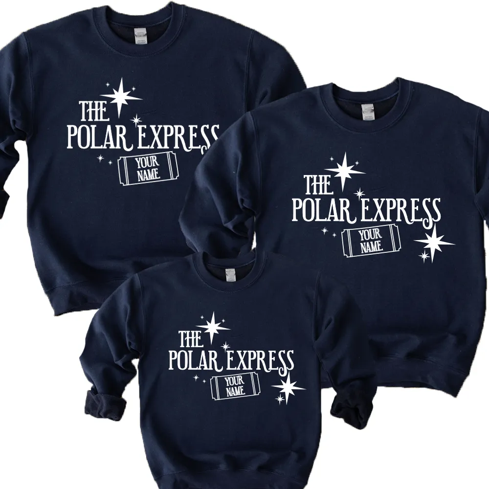 Choose Your Name The Polar Express Personalised Family Matching Sweatshirts