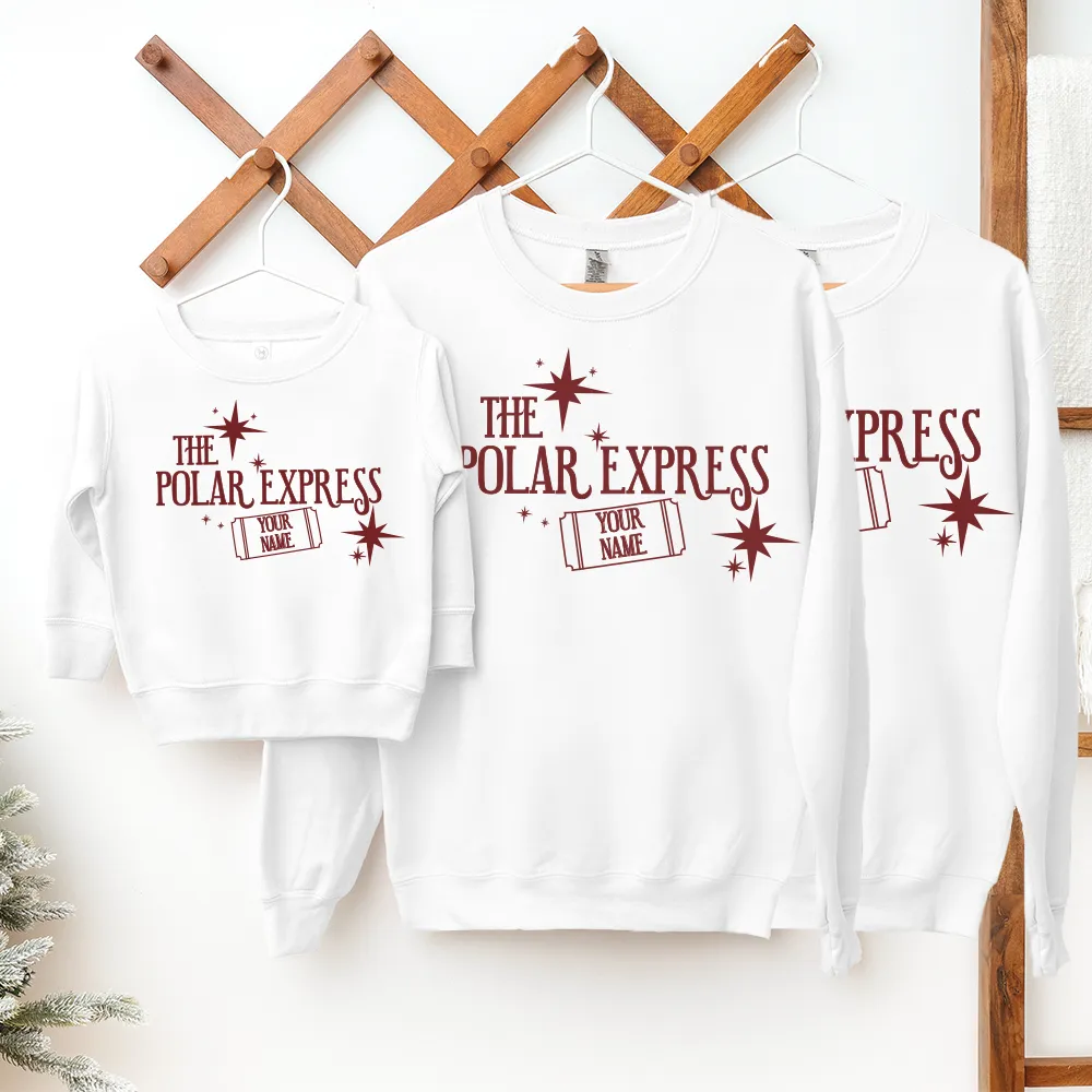 Choose Your Name The Polar Express Personalised Family Matching Sweatshirts
