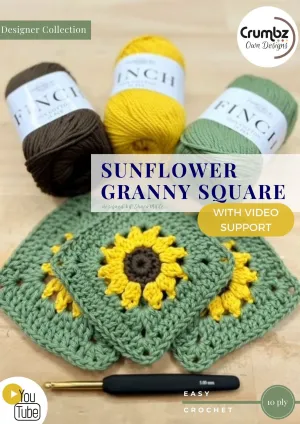 COD053 Sunflower Granny Square (e-pattern   video tutorial)