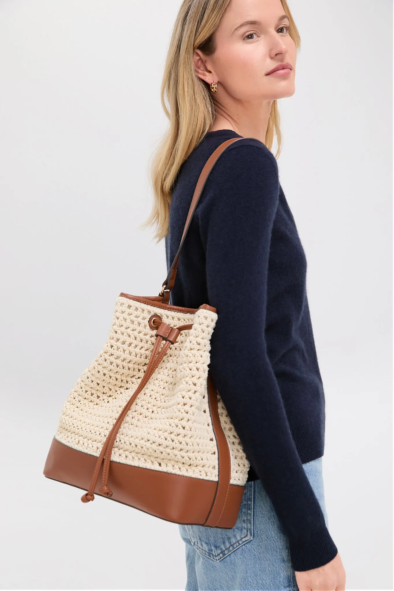 Cream Crochet Dakota Bucket Bag