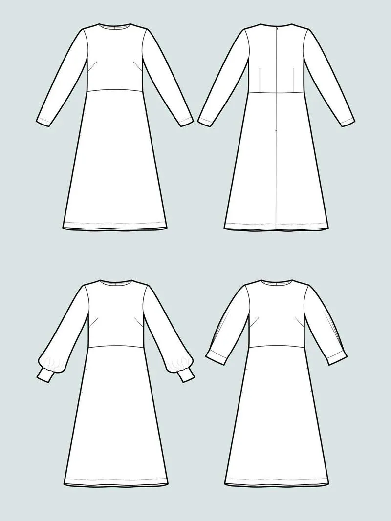 D109 Multi-Sleeve Midi Dress