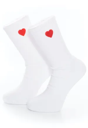 Dancitee - Heart Embroidery White - Socks