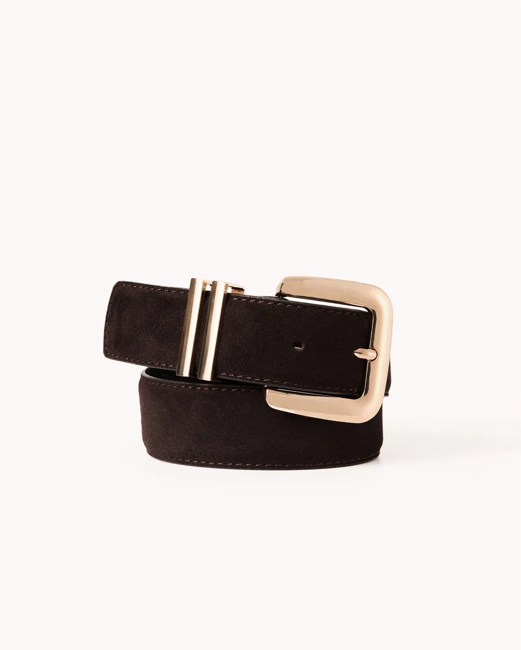 DELTA BELT - DARK CACAO SUEDE LEATHER-GOLD