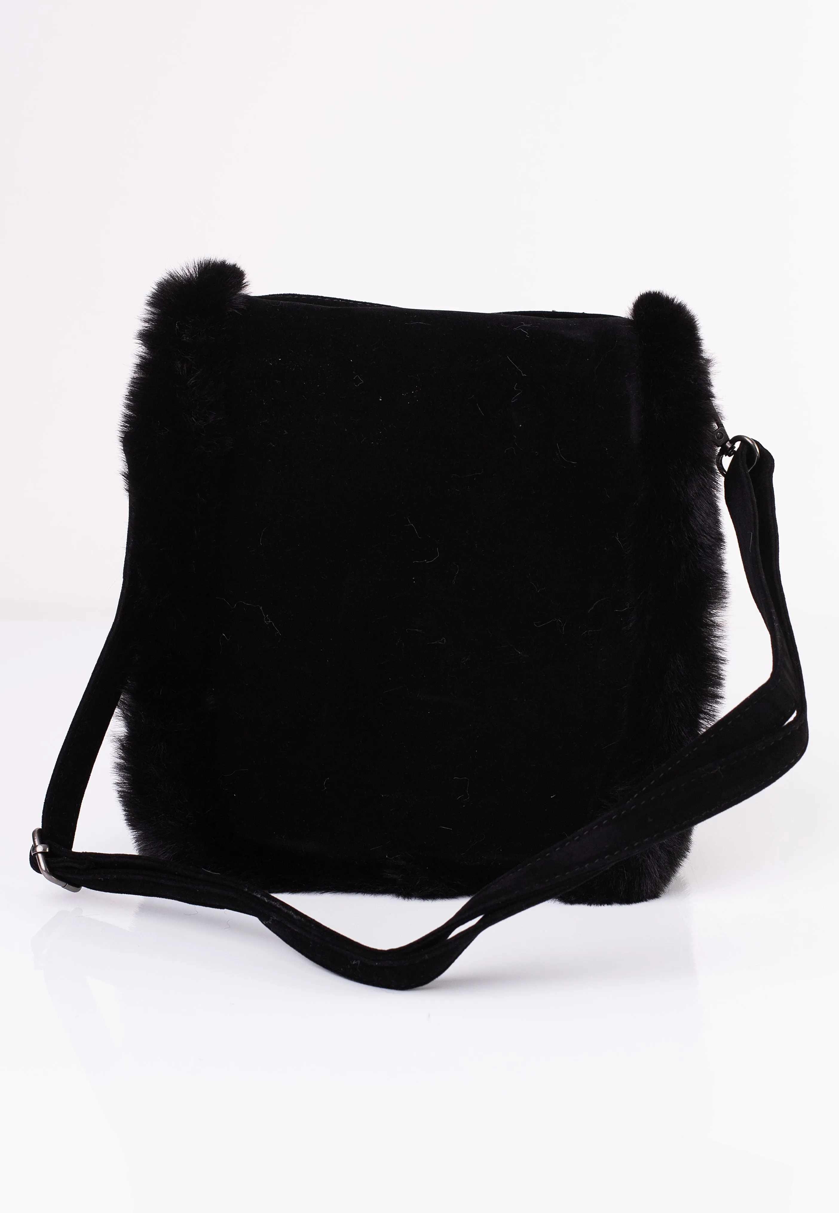 DemoniaCult - Faux Suede And Fur Crossbody Black - Bag