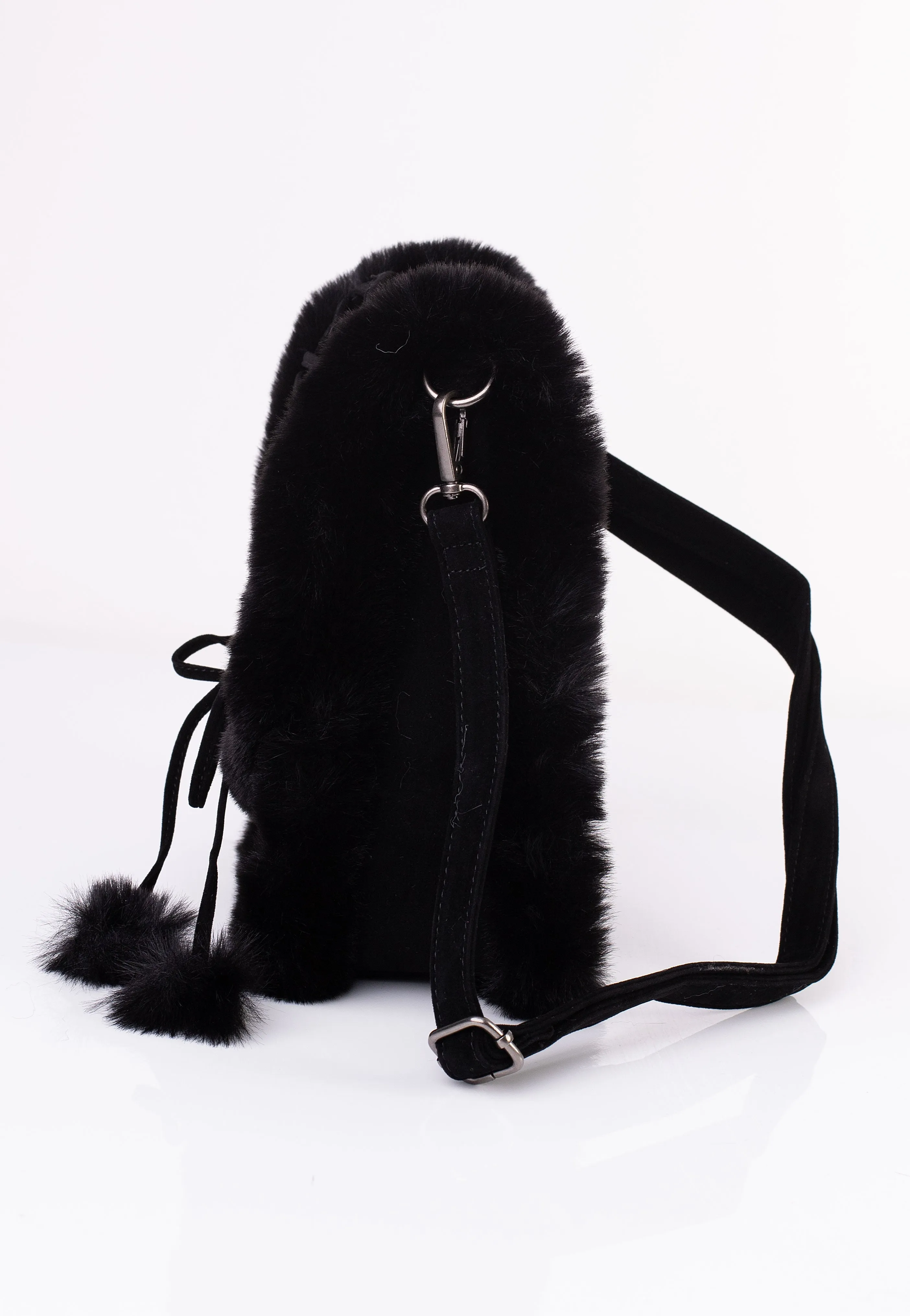 DemoniaCult - Faux Suede And Fur Crossbody Black - Bag
