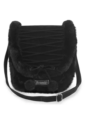 DemoniaCult - Faux Suede And Fur Crossbody Black - Bag