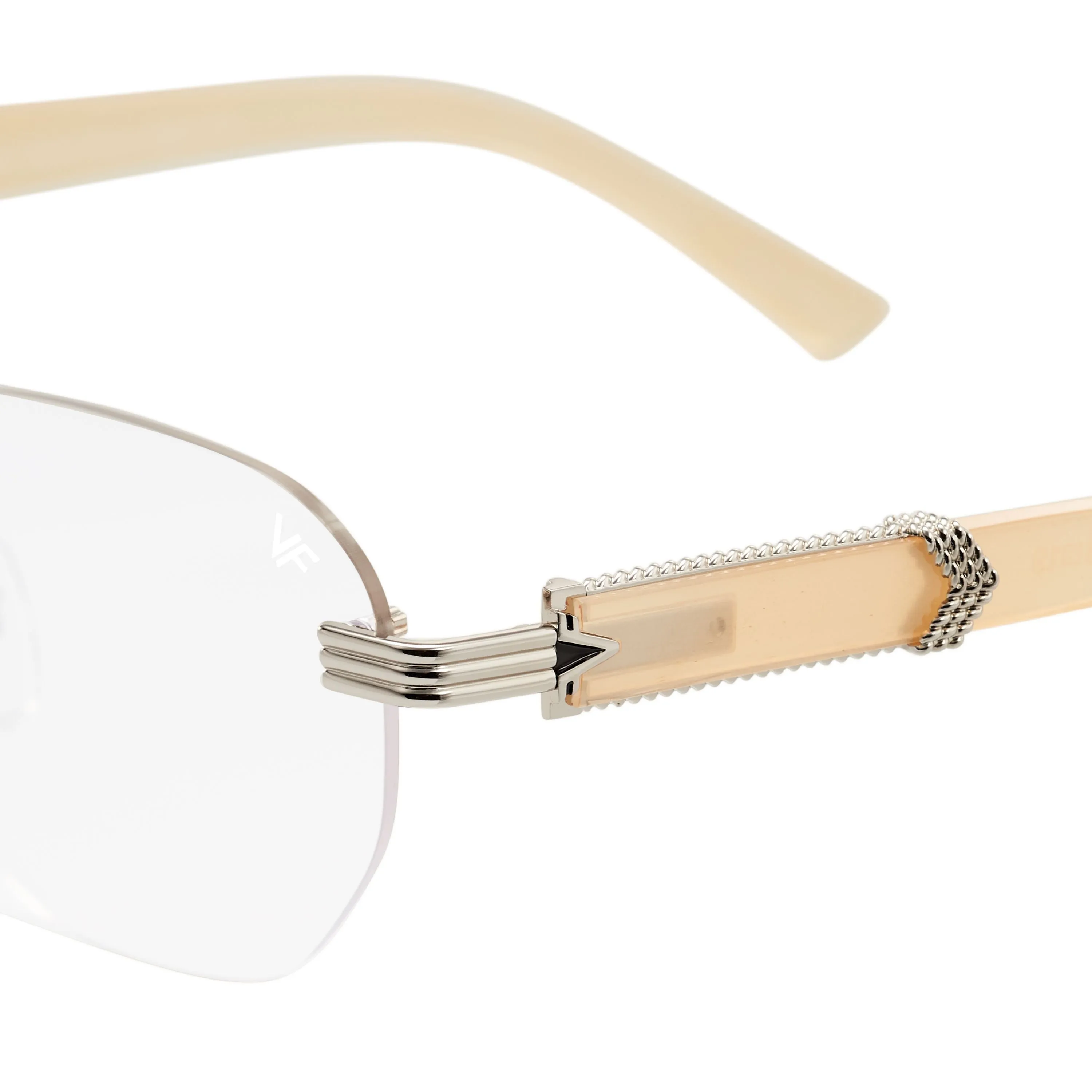 Detroit Player Buffs Rimless Ivory Buffalo Horn 24KT White Gold