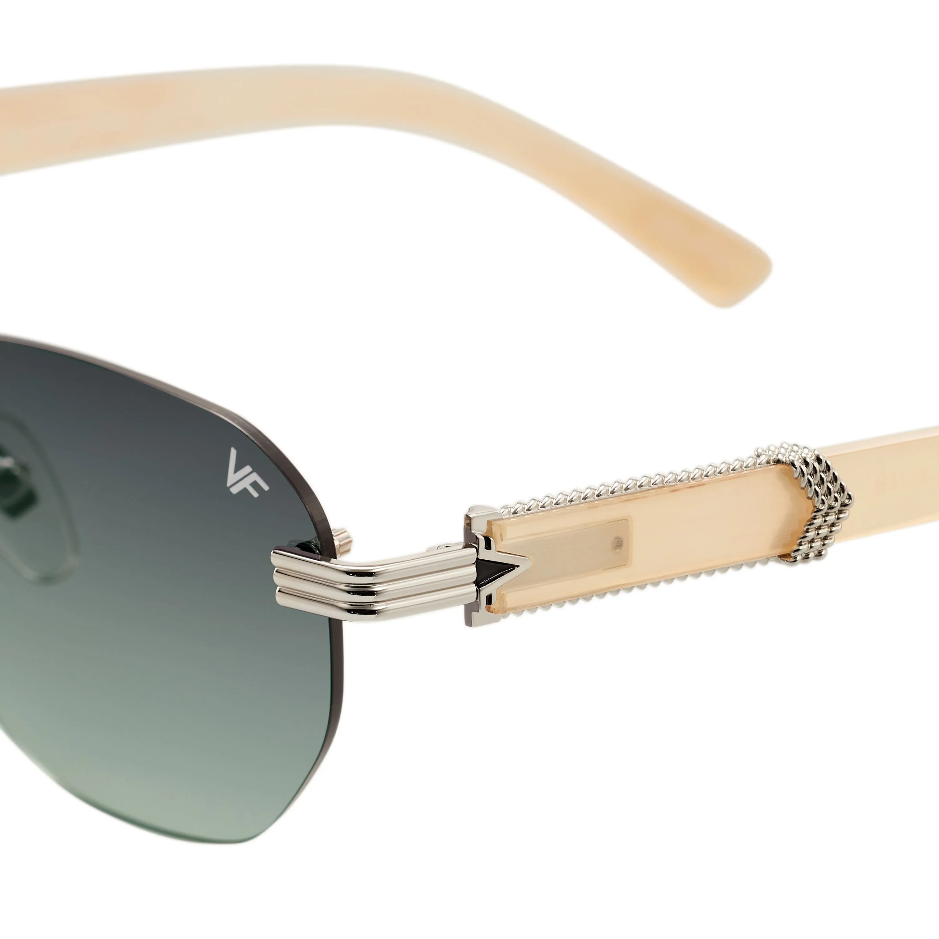Detroit Player Buffs Rimless Ivory Buffalo Horn 24KT White Gold