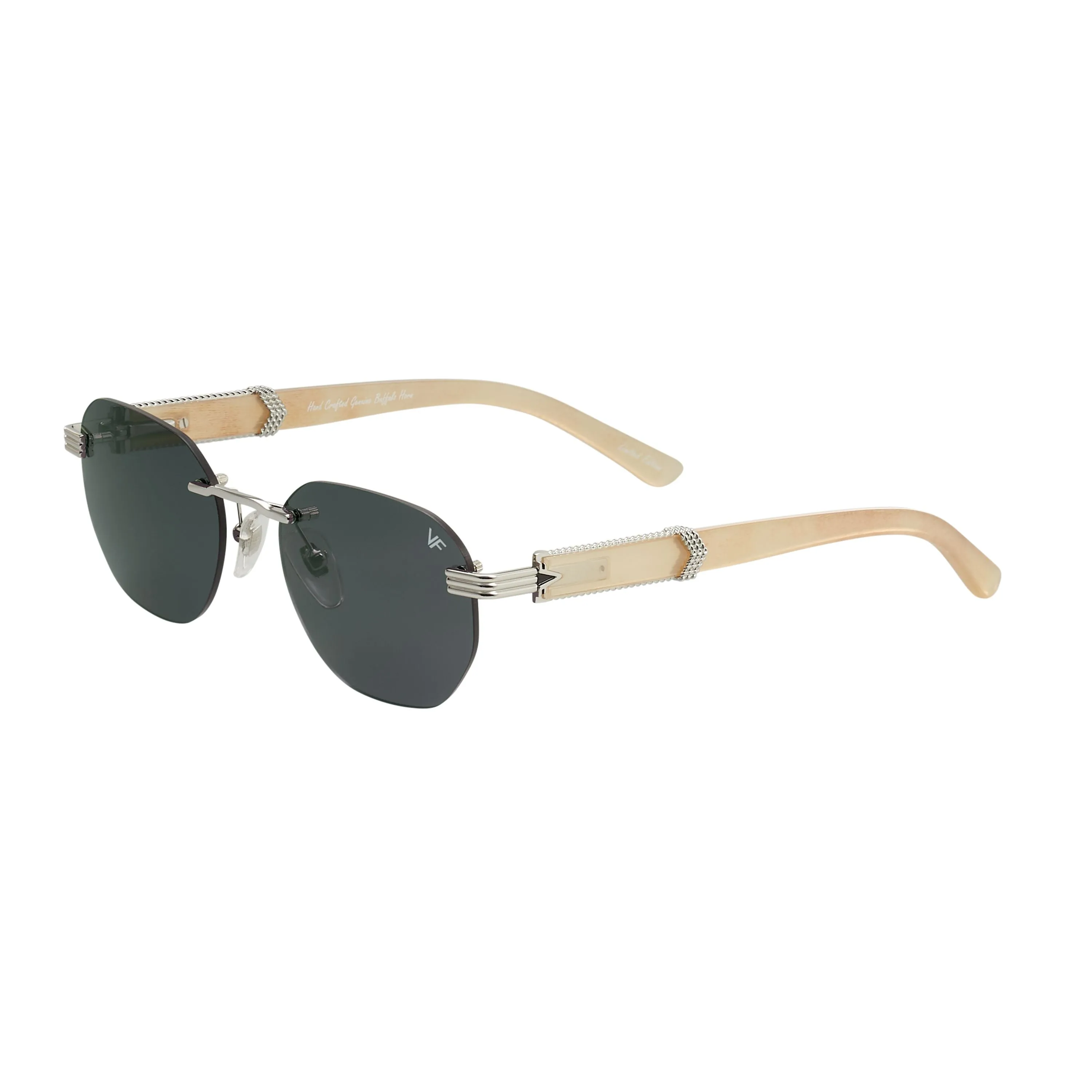 Detroit Player Buffs Rimless Ivory Buffalo Horn 24KT White Gold