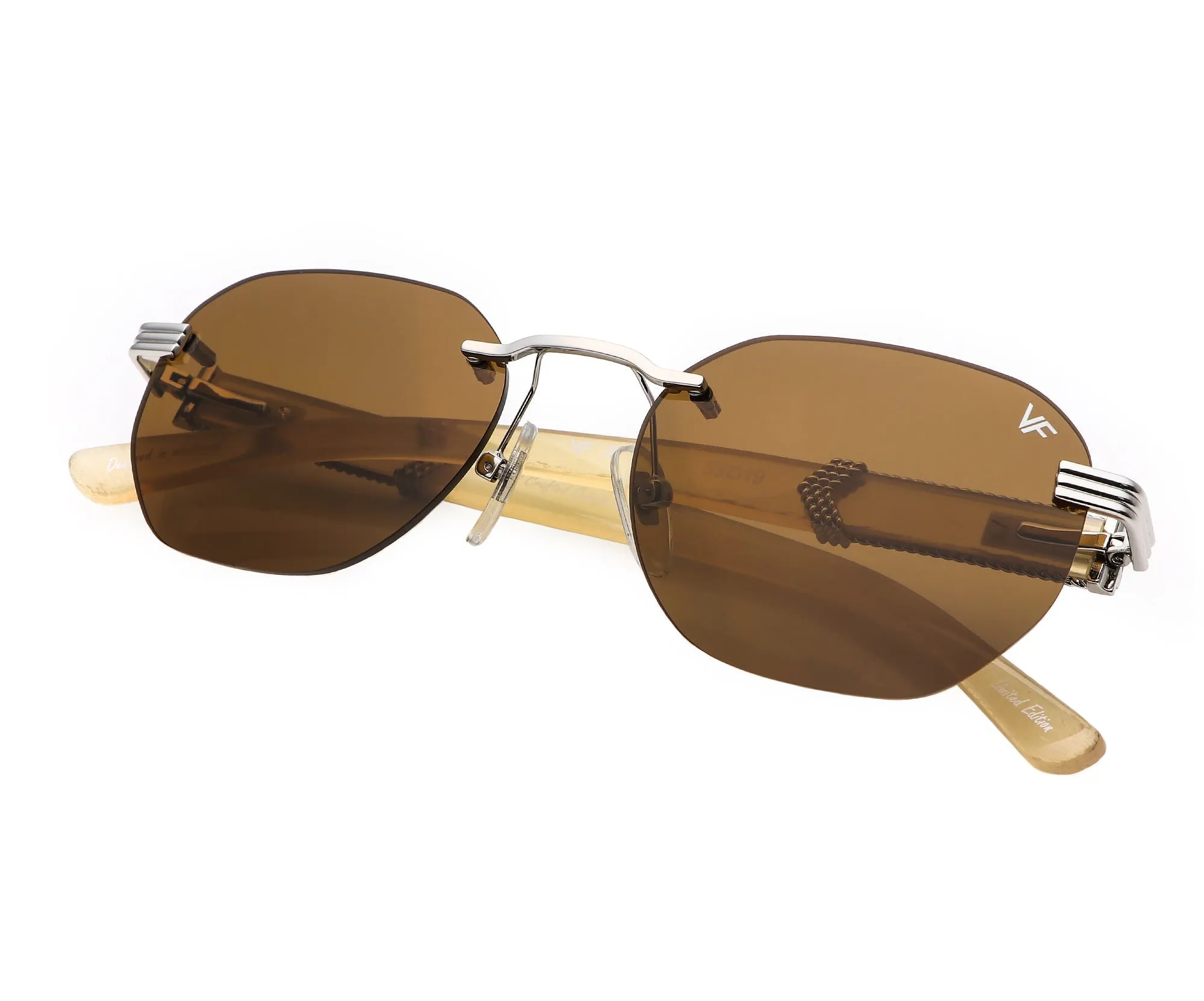 Detroit Player Buffs Rimless Ivory Buffalo Horn 24KT White Gold