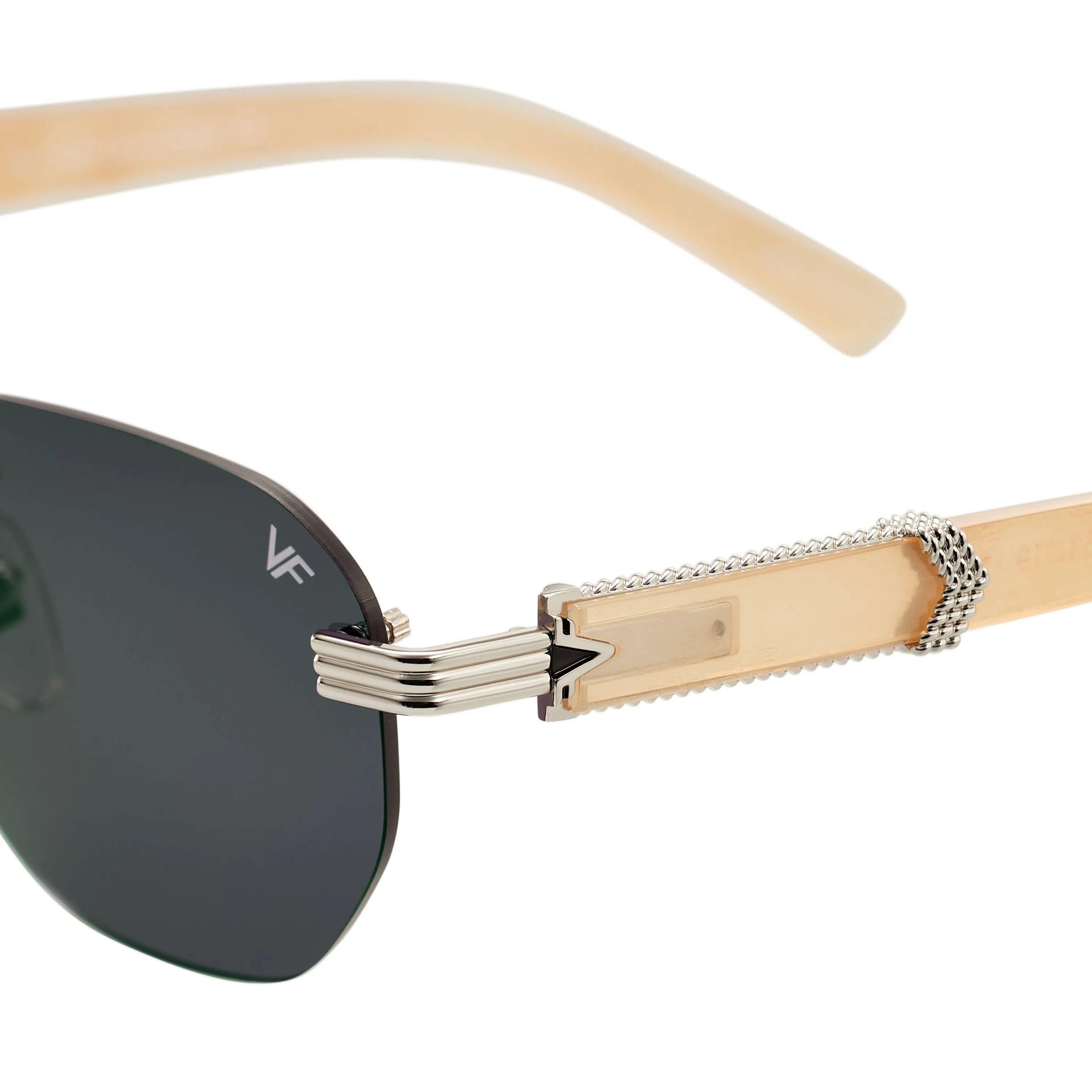 Detroit Player Buffs Rimless Ivory Buffalo Horn 24KT White Gold
