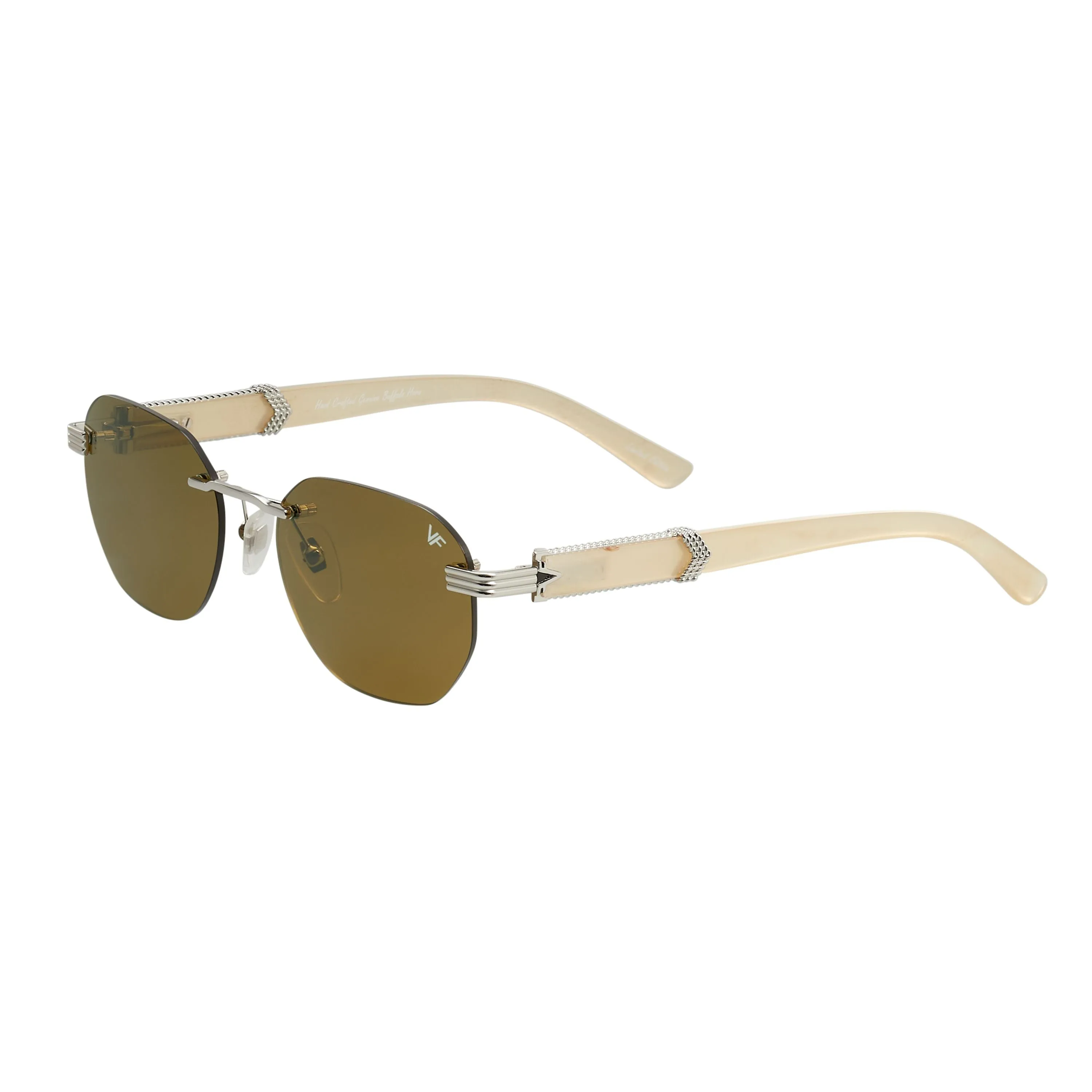 Detroit Player Buffs Rimless Ivory Buffalo Horn 24KT White Gold