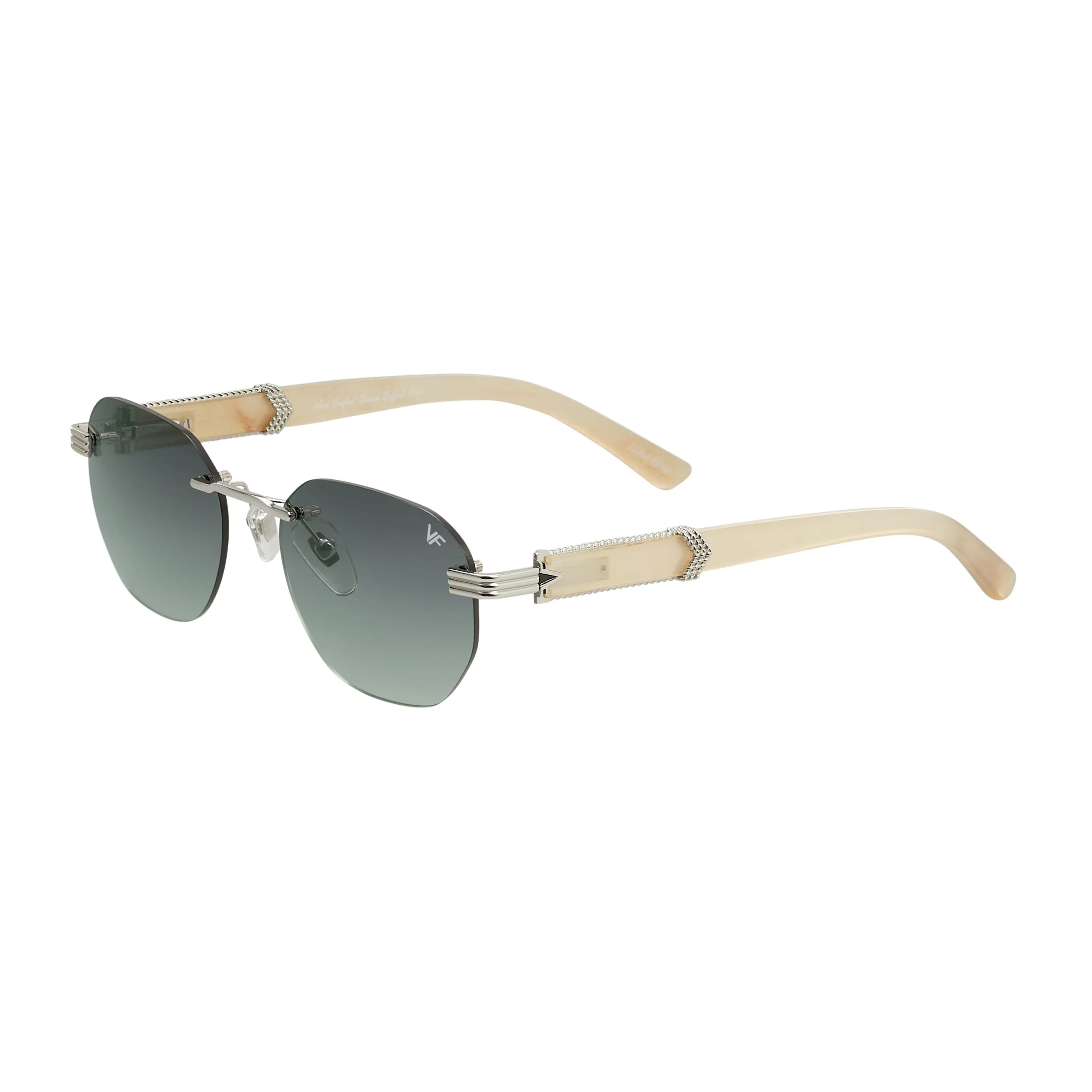 Detroit Player Buffs Rimless Ivory Buffalo Horn 24KT White Gold
