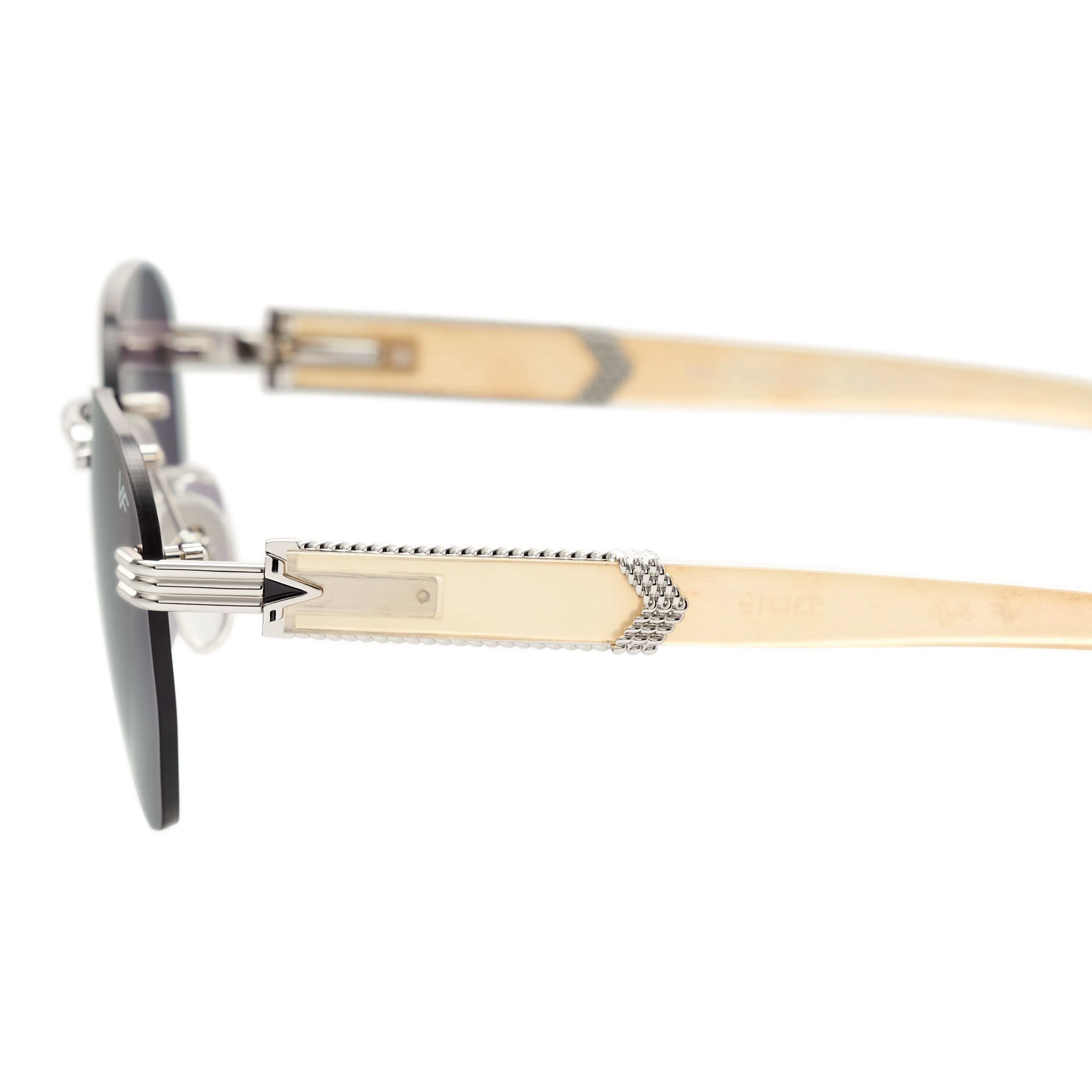 Detroit Player Buffs Rimless Ivory Buffalo Horn 24KT White Gold