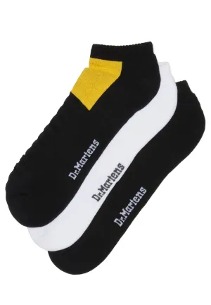 Dr. Martens - Short Double Doc Pack Of 3 Black/White/Yellow - Socks