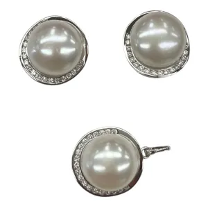 Earrings Stud By Cmf In White, Size:02 Piece Set
