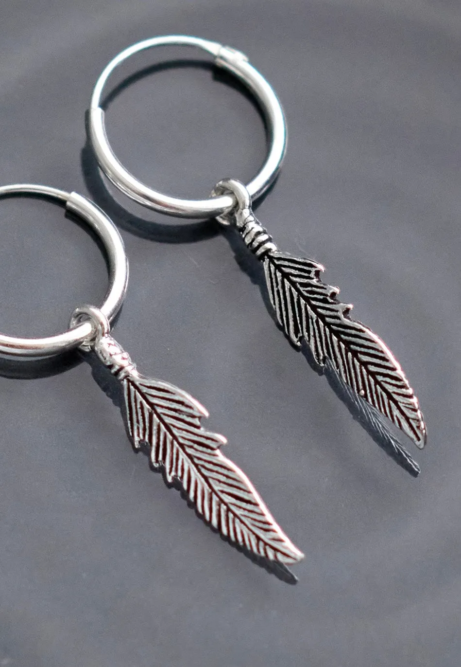 etNox - Große Feder Silver - Earrings
