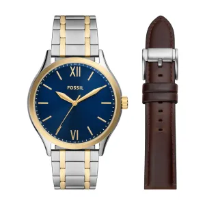 Fossil Men's Fenmore Three-Hand, Stainless Steel Watch Set