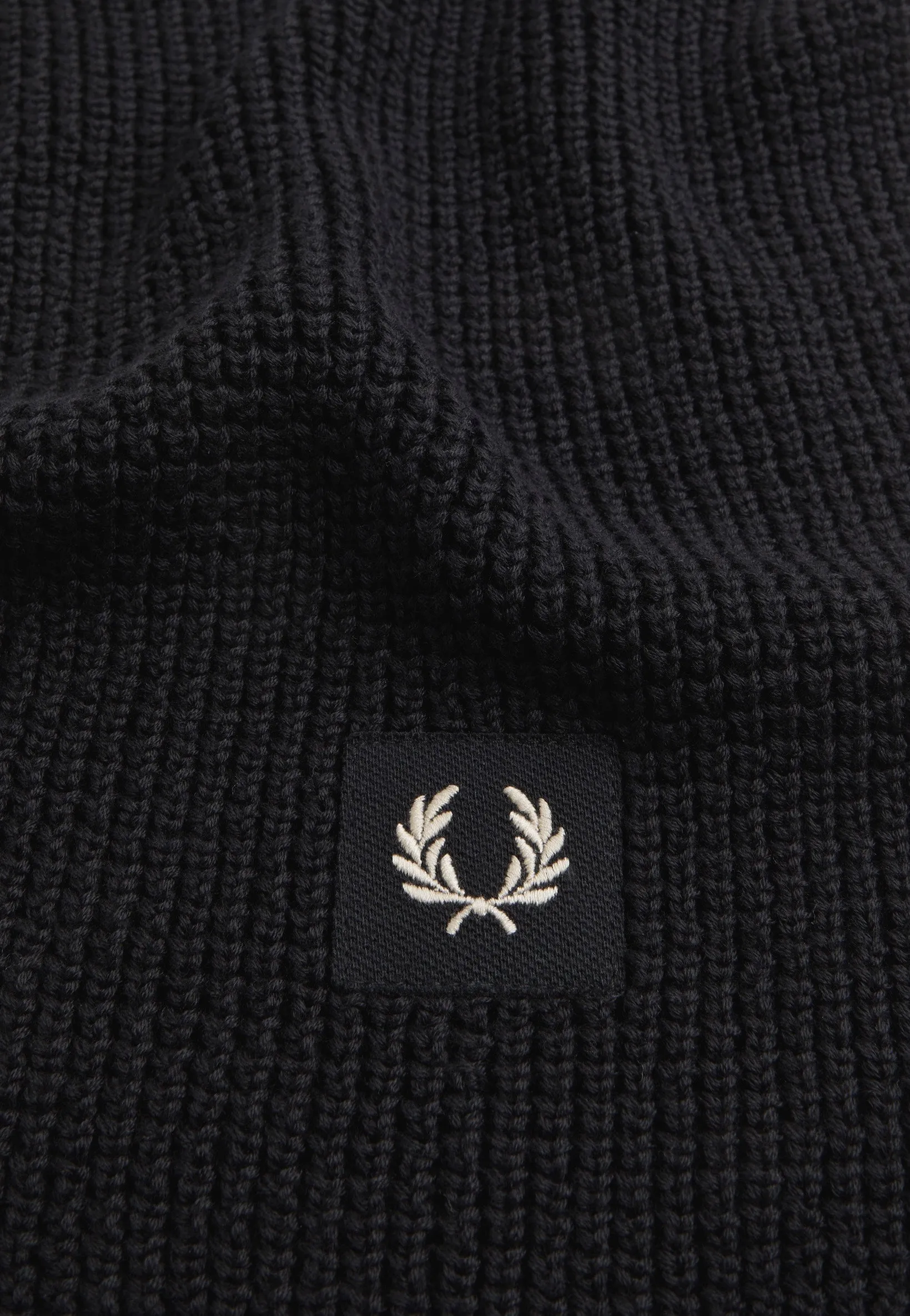 Fred Perry - Waffle Knit Patch Branded Rib Black/Oatmeal - Scarf