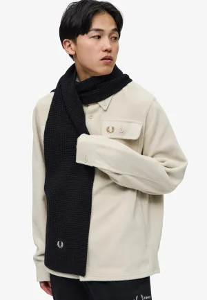 Fred Perry - Waffle Knit Patch Branded Rib Black/Oatmeal - Scarf