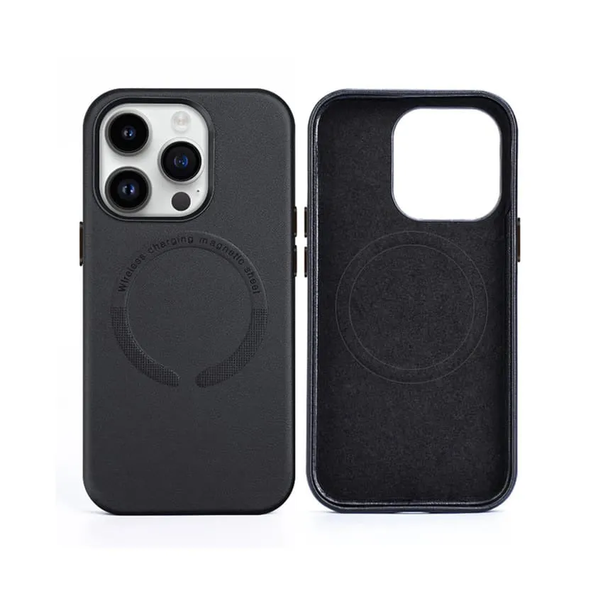 Generic Leather Mag Safe Case for Ip 14, Black