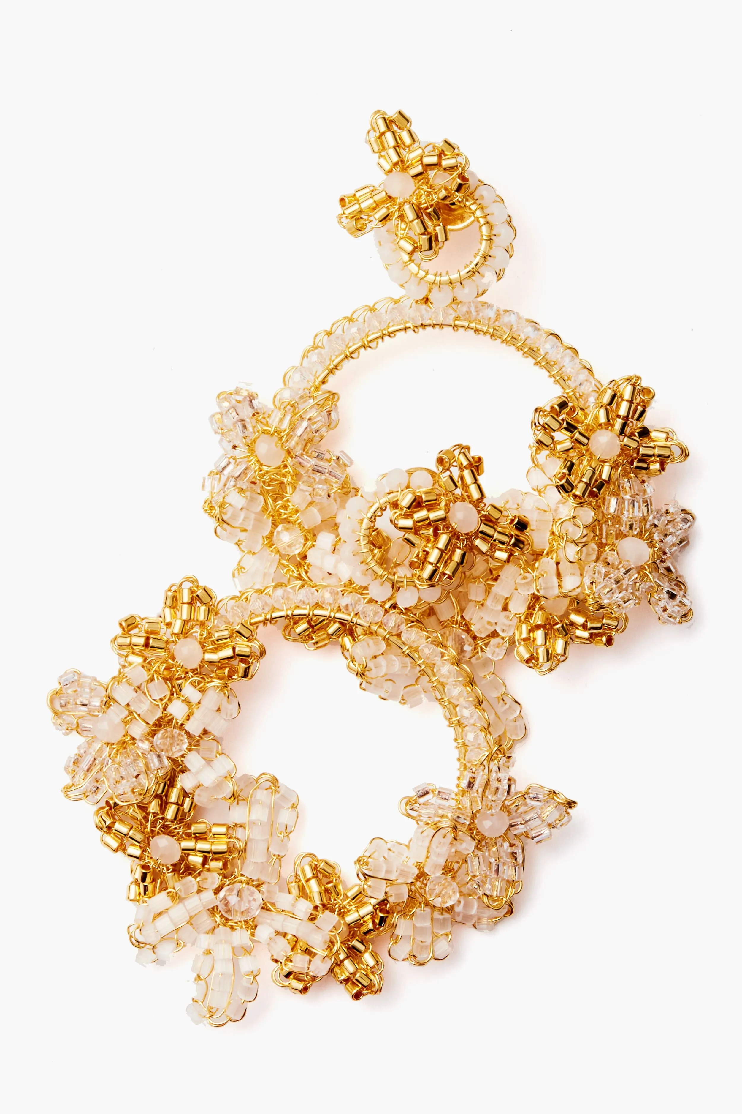 Gold Crochet Floral Earrings