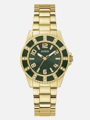 Green and Gold-Tone Analog Watch