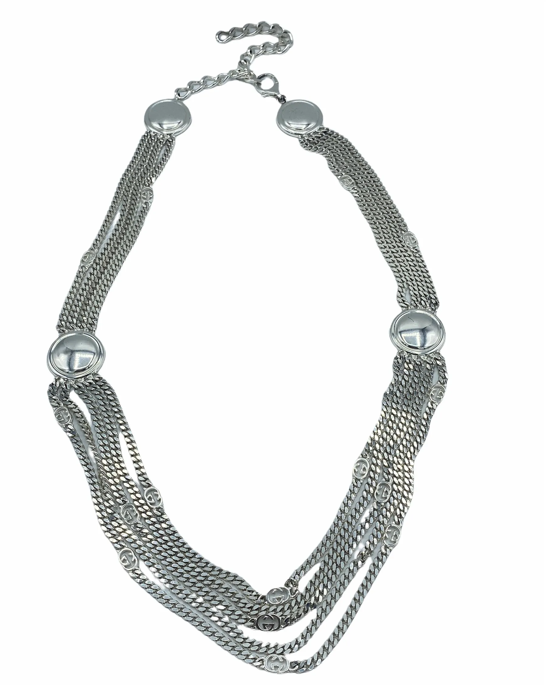 Gucci Late 1970s Silver Tone Chain Swag Belt