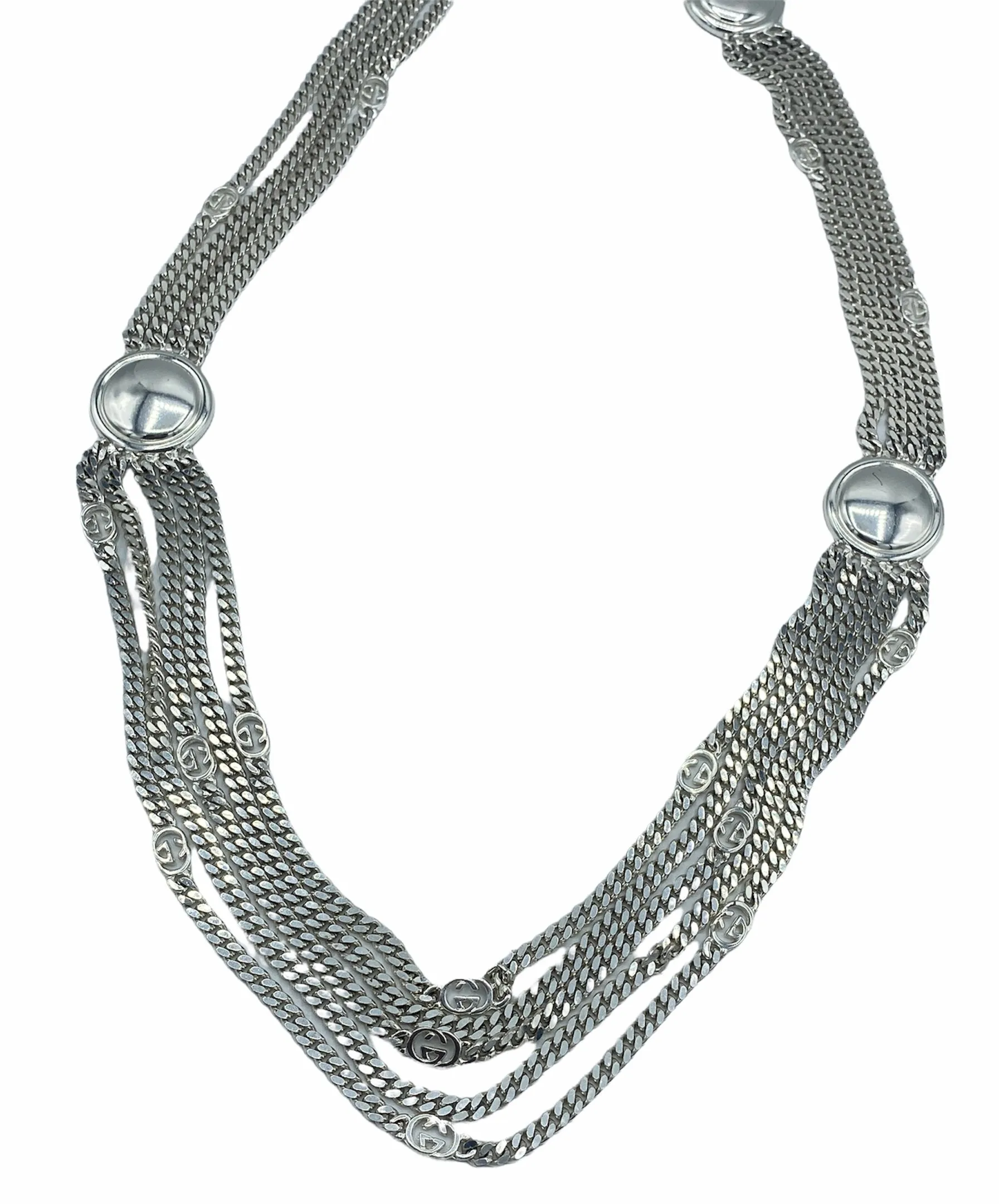 Gucci Late 1970s Silver Tone Chain Swag Belt
