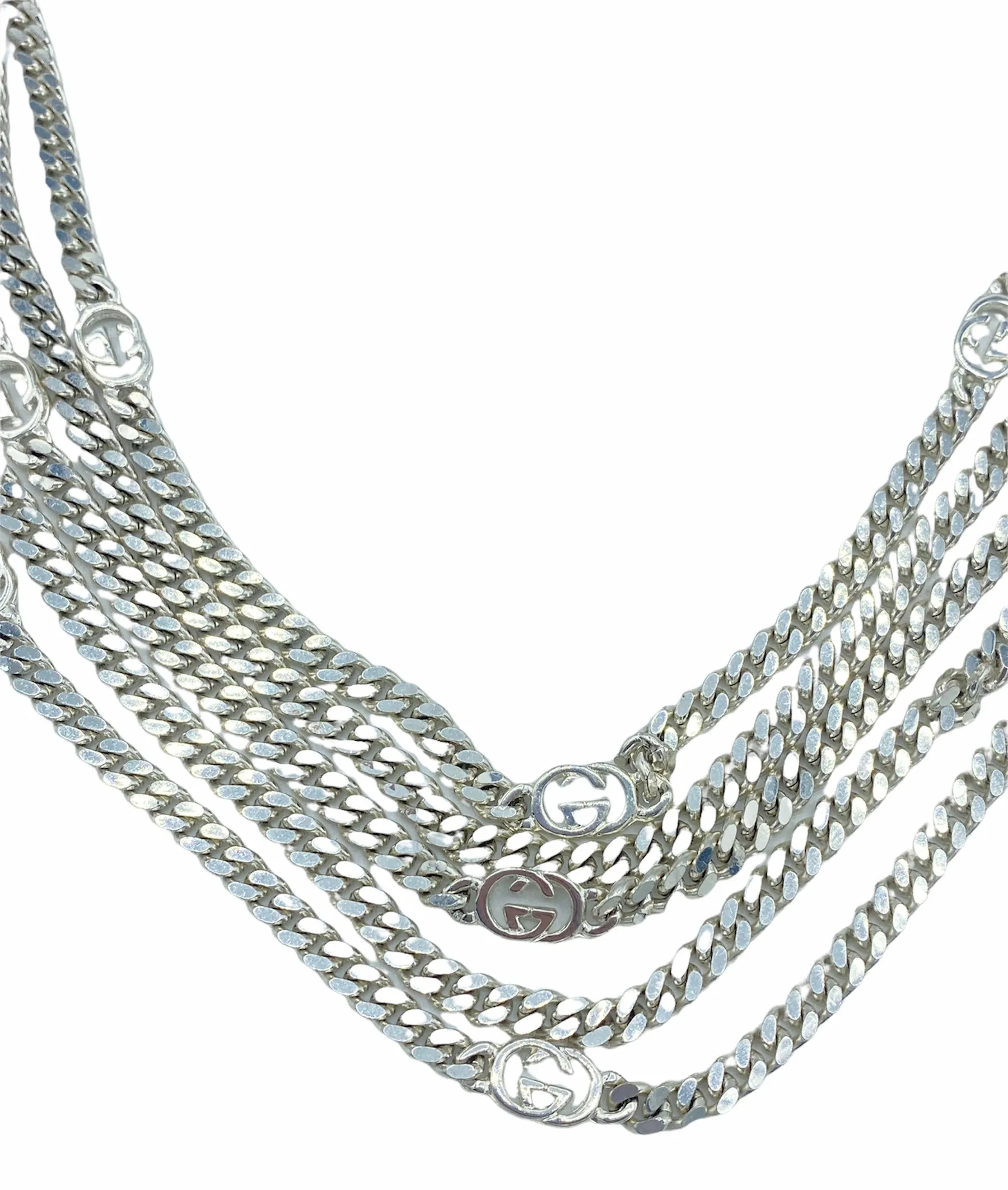 Gucci Late 1970s Silver Tone Chain Swag Belt