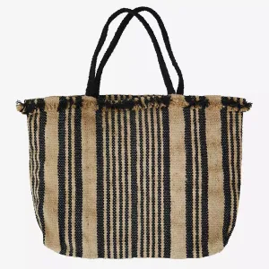 Handwoven Striped Bag - Natural & Black