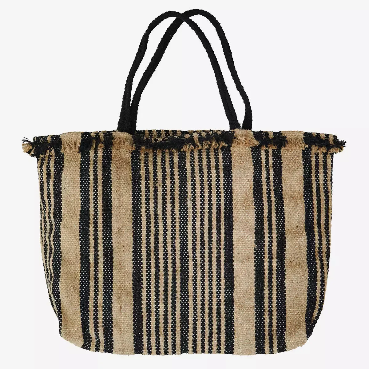 Handwoven Striped Bag - Natural & Black