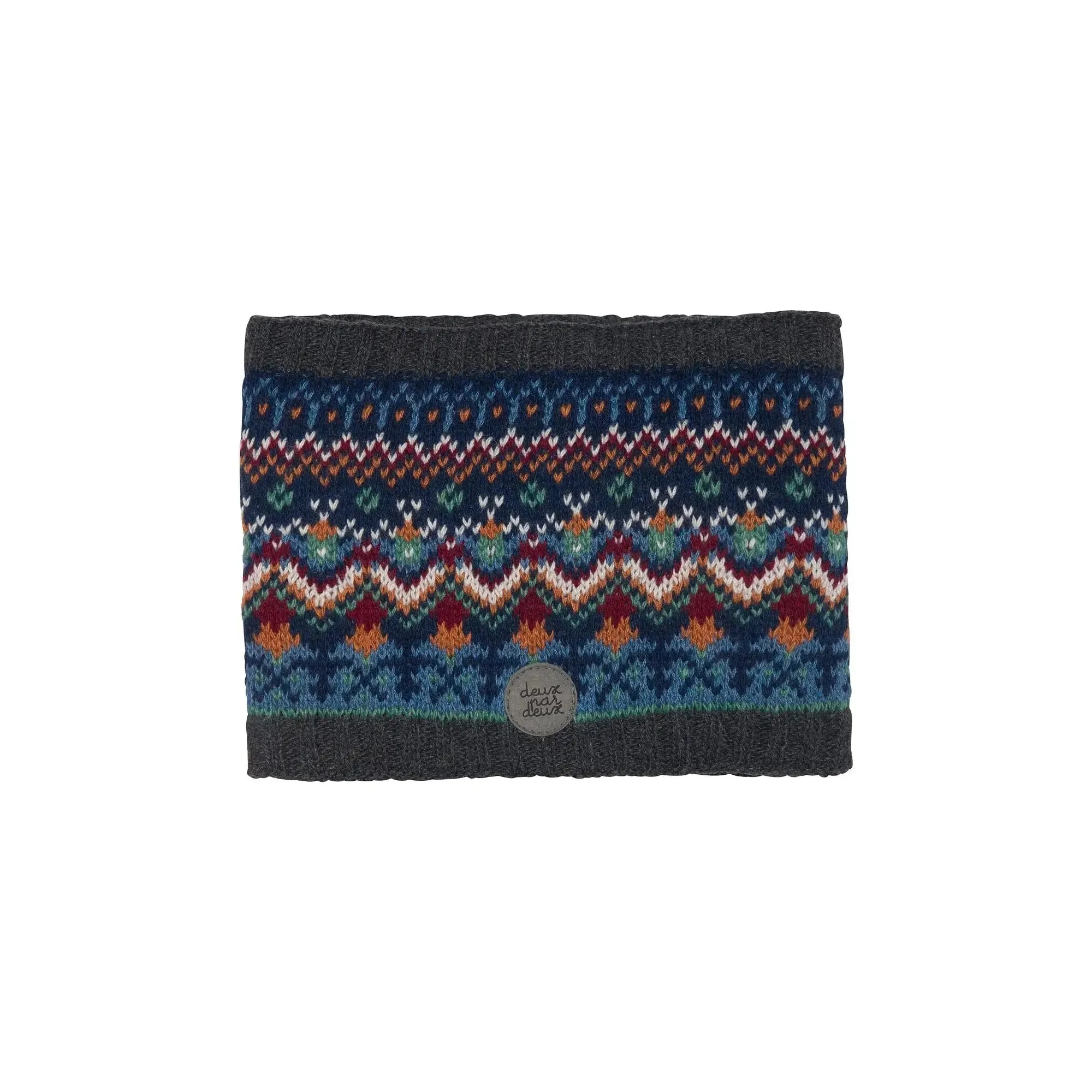 Jacquard Knit Necktube Grey, Blue And Brown | DEUX PAR DEUX