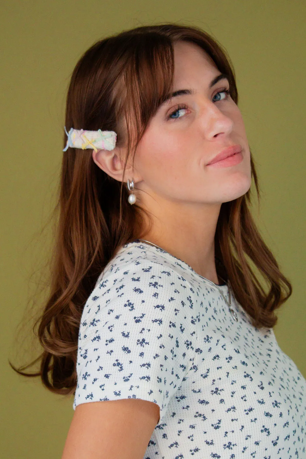 Knit Rainbow Bows Snap Clip Andi