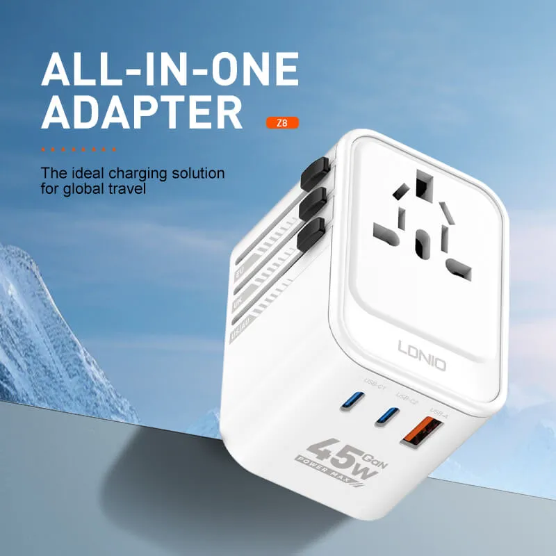 Ldnio Fast Wall Charger Adapter GaN, 45Watts, White