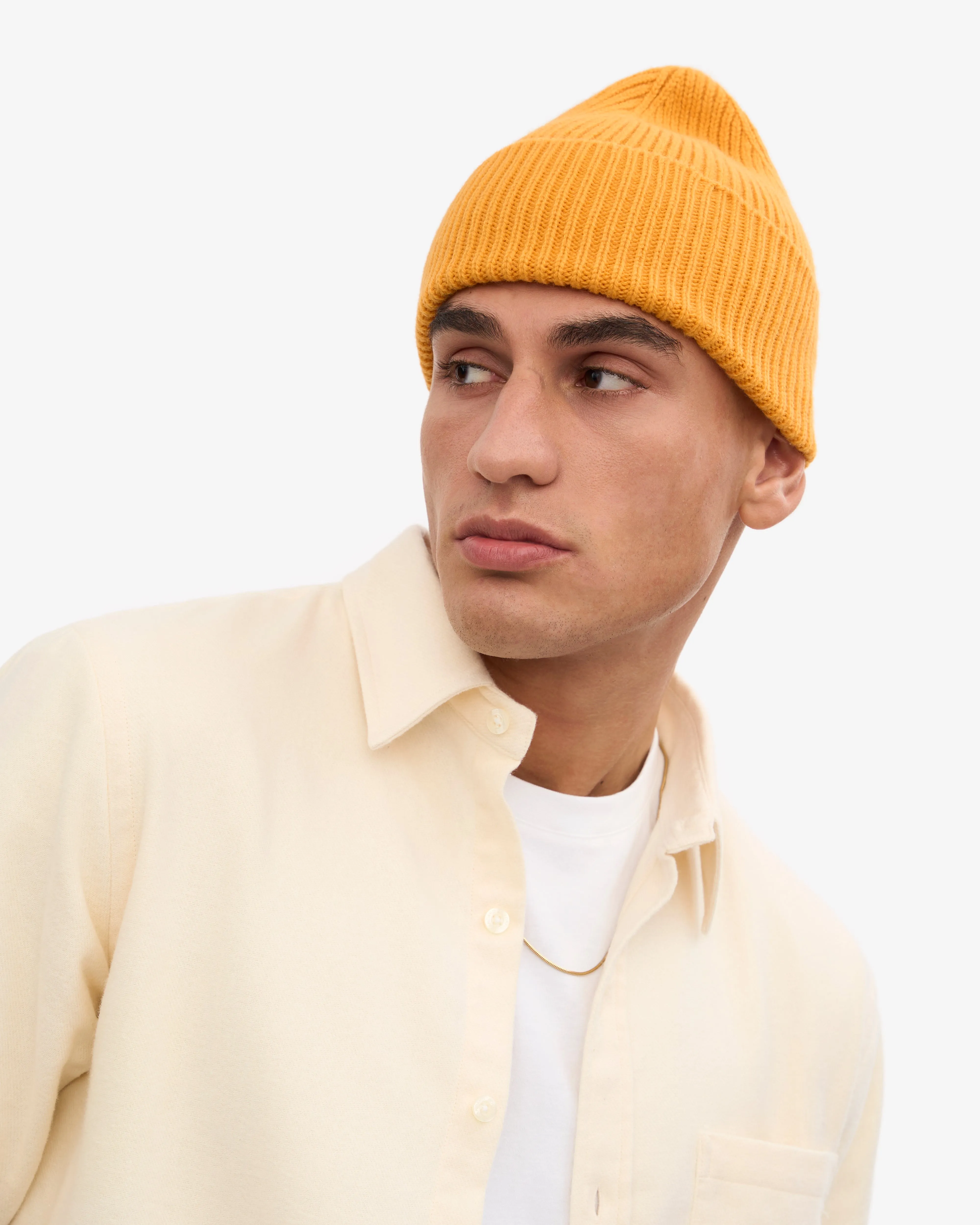 Merino Wool Beanie - Burned Yellow