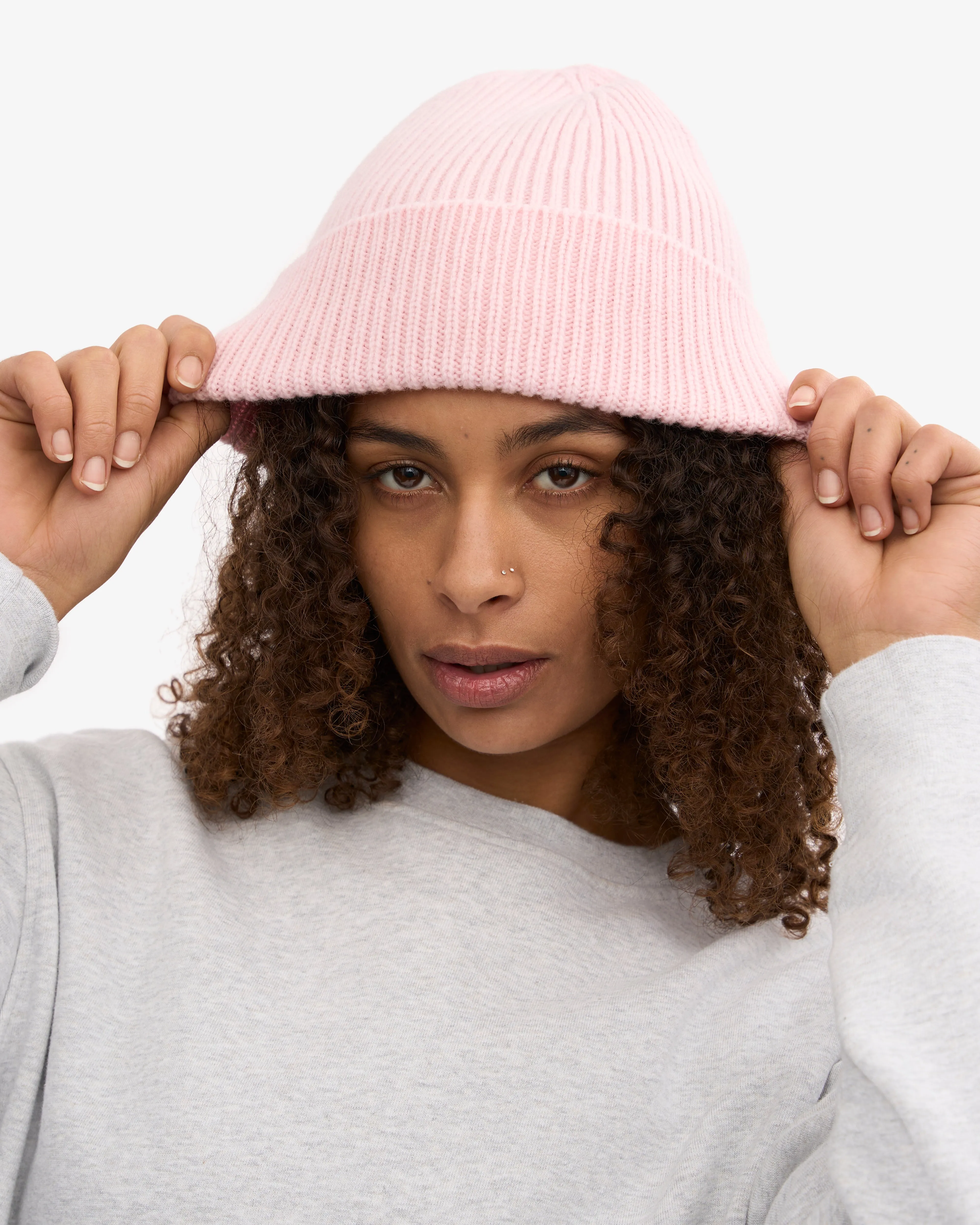 Merino Wool Beanie - Faded Pink