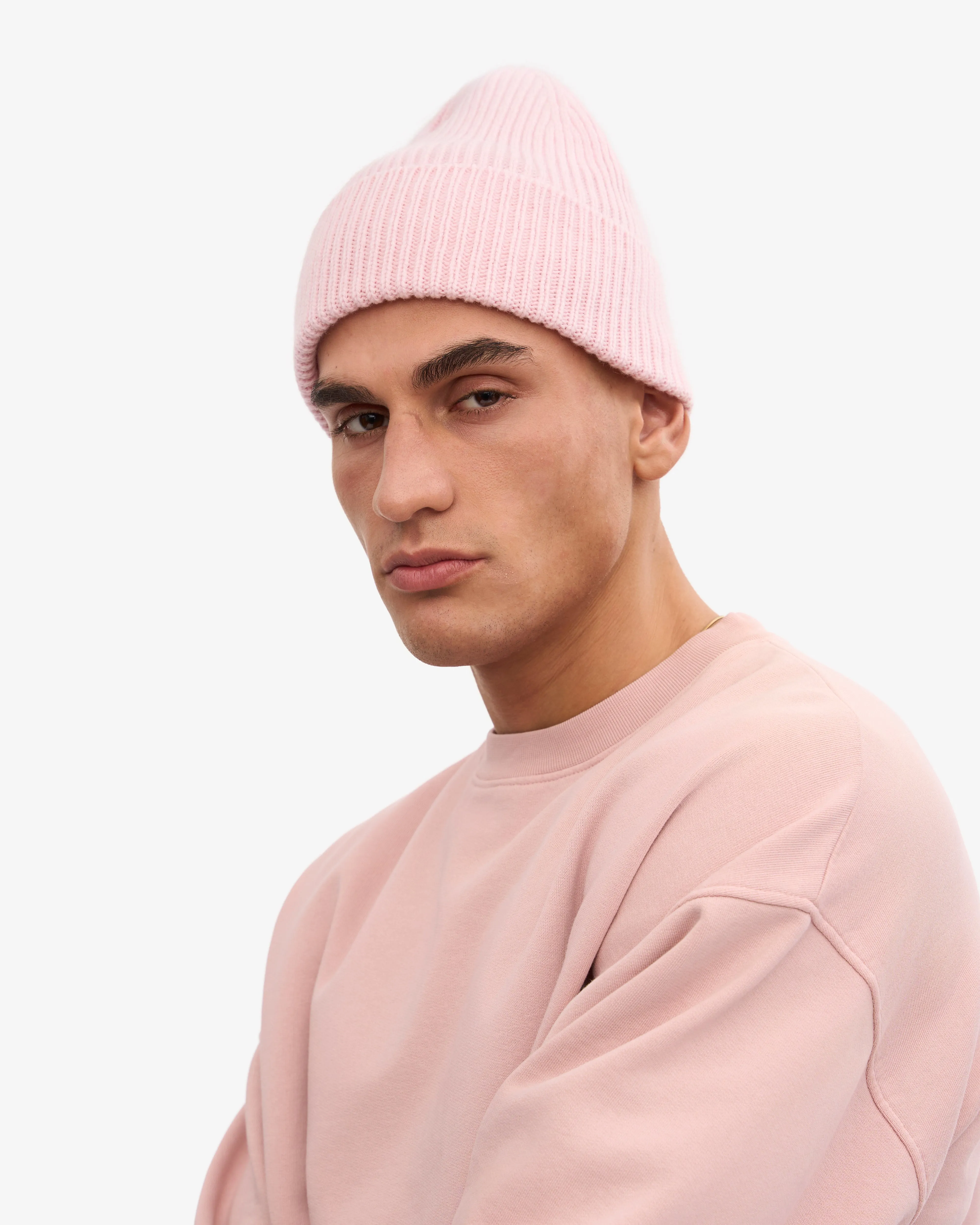 Merino Wool Beanie - Faded Pink