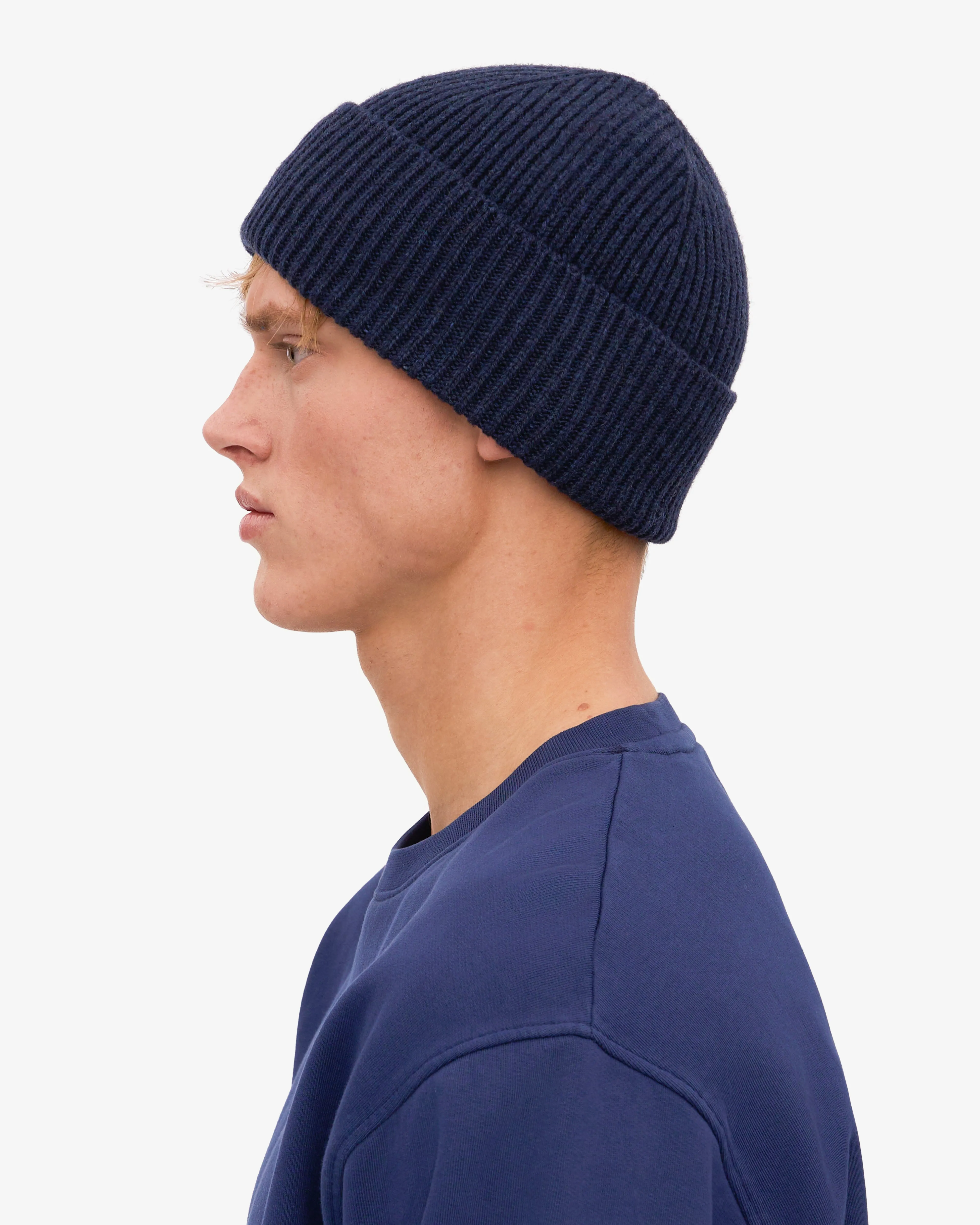 Merino Wool Beanie - Marine Blue