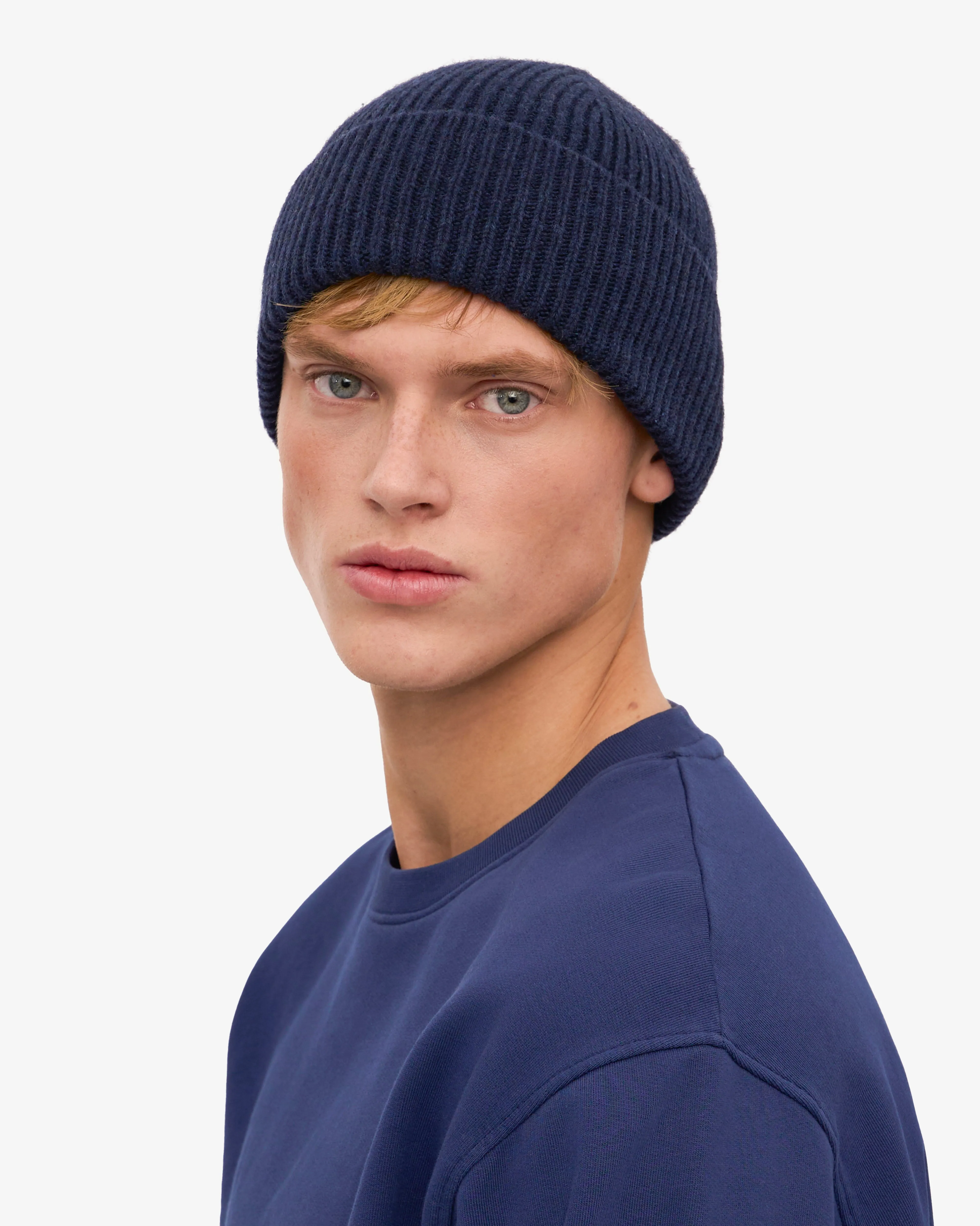 Merino Wool Beanie - Marine Blue