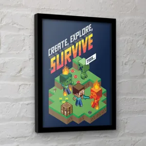 Minecraft (Create,Explore,Survive) Collector Print (Framed)
